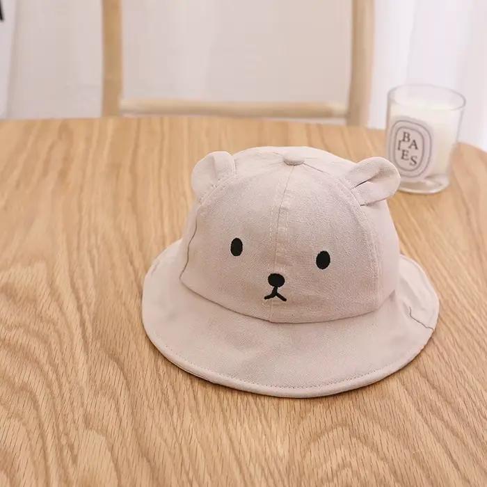 Chapeau Bob Bébé Ours Mignon avec Oreilles Garçon Fille Coton Chapeau de Soleil Enfant Extérieur Été