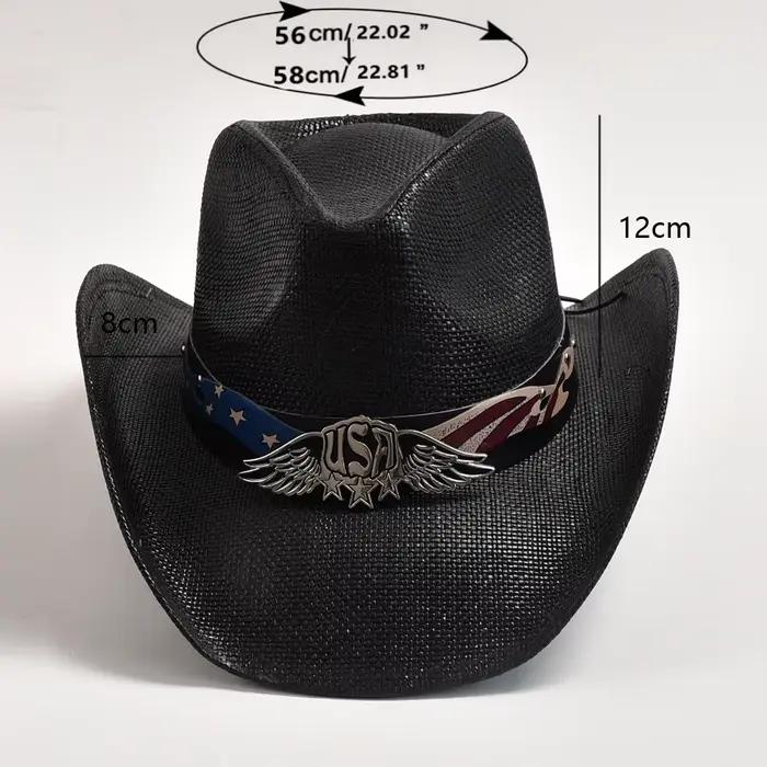 Chapeau de Cowboy Occidental en Paille pour Homme et Femme, ander, Chapeau de Soleil de Plage, Vinta