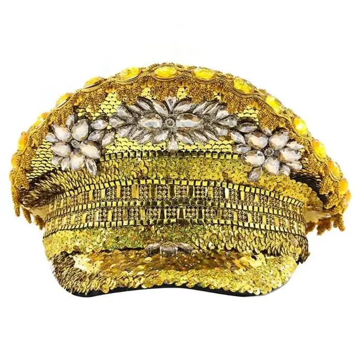 Casquette capitaine en or 39BB, chapeau bal mascarade mariage, chapeau rassemblement carnaval pour f