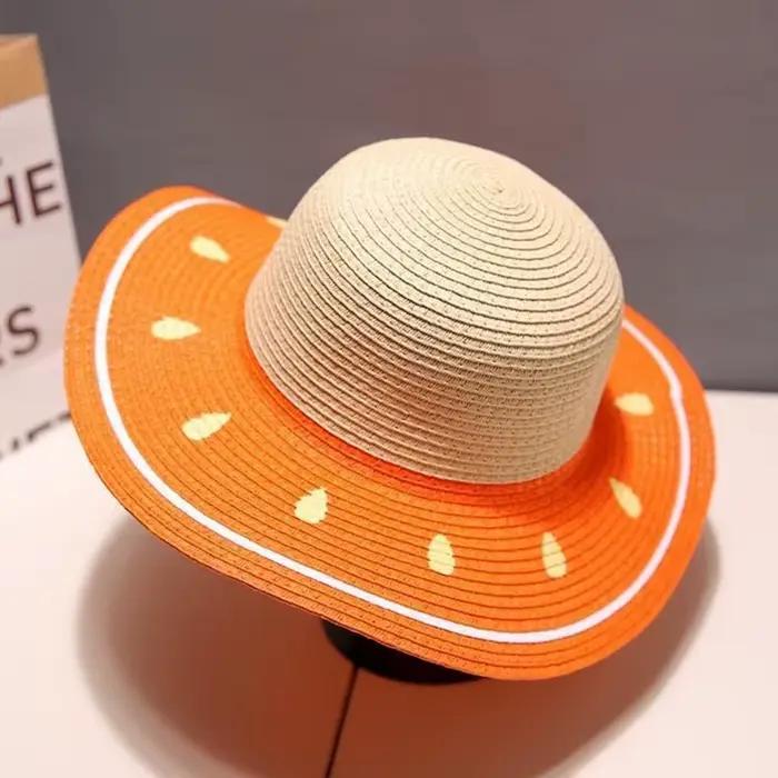 Chapeau seau de pastèque pour femmes, chapeau de paille à fruits, décontracté, à la mode, chapeau de