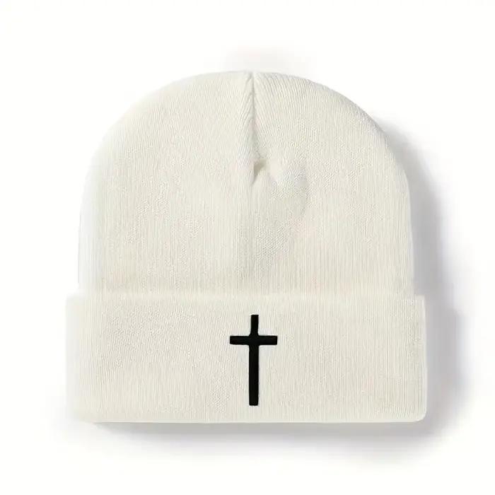 Bonnet tricoté pour hommes et femmes, nouvelle mode, haute qualité, décontracté, broderie croisée, p