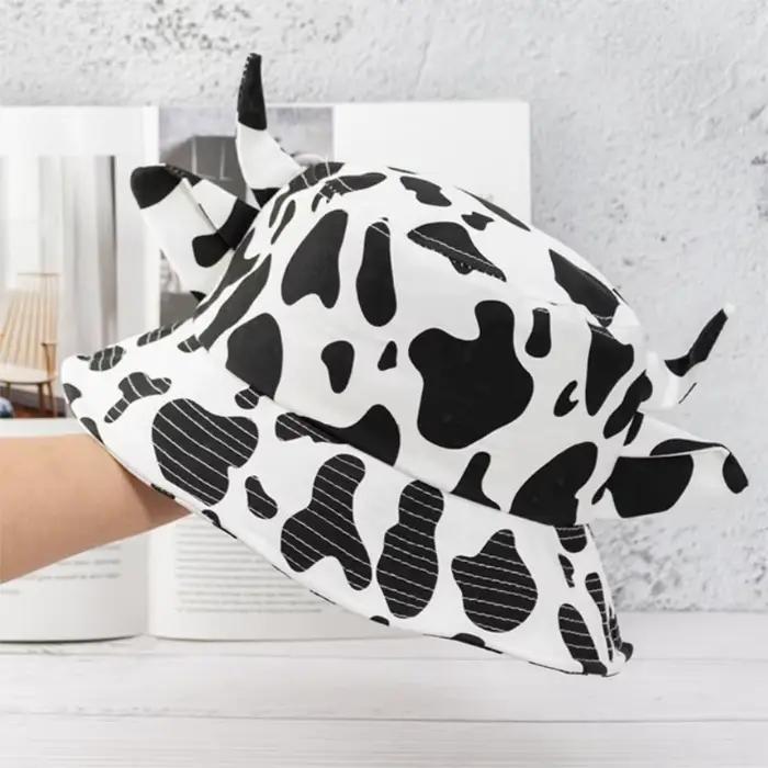 Nouveaux chapeaux bob pour femmes, motif vache avec cornes, chapeau de pêcheur tendance, chapeau de 