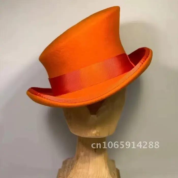 Chapeau en cachemire asymétrique chapeau haut-de-forme laine chapeau ruban hommes mode formel Punk c