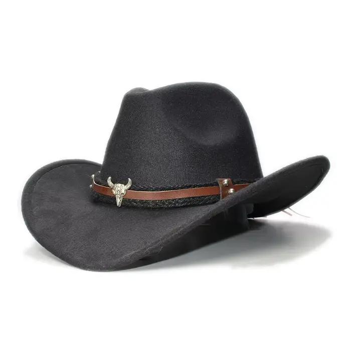 Chapeau de Cowboy en laine à Large bord pour homme et femme, 61cm, style rétro, chapeau de Cowboy oc