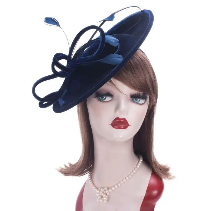 Lawliet-Chapeau en velours pour femme, Fascinateur d'église, pièce de sauna, boucle élégante, occasi