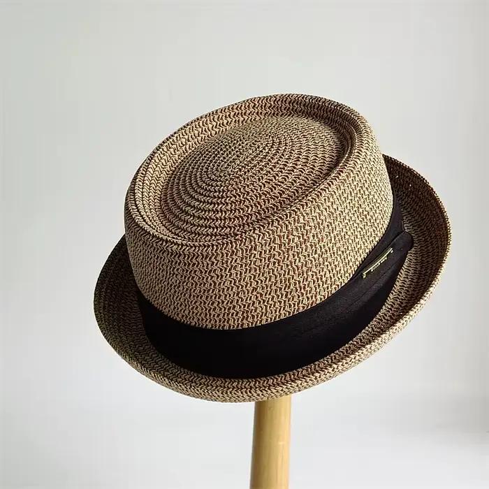 Chapeau Pork Pie pour homme, style vintage britannique, chapeau de paille Trilby, Fedora, chapeau de
