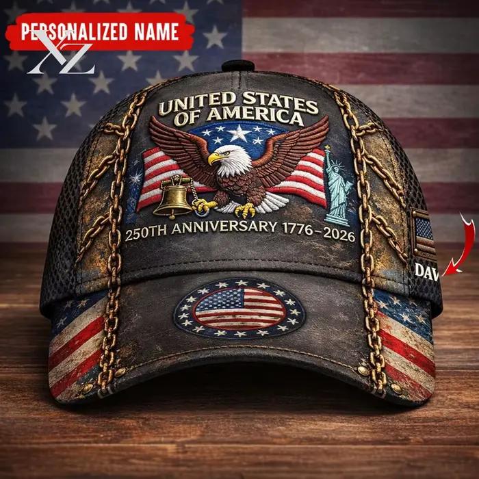 Casquette 3D personnalisée pour le 250e anniversaire de l'Amérique, casquette patriotique américaine