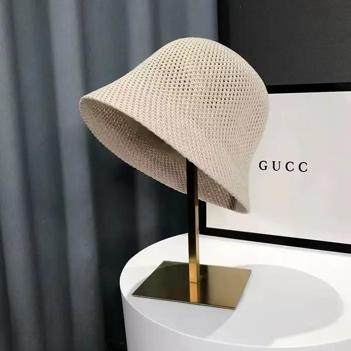 Chapeau seau d'été ajouré pour femmes, chapeau de soleil fin et respirant, casquette de plage Panama