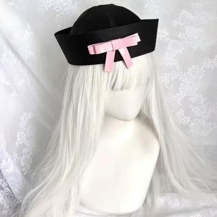HongLuan – chapeau de marin Cosplay avec nœud rose doux, chapeaux de capitaine bleu pour femme, acce