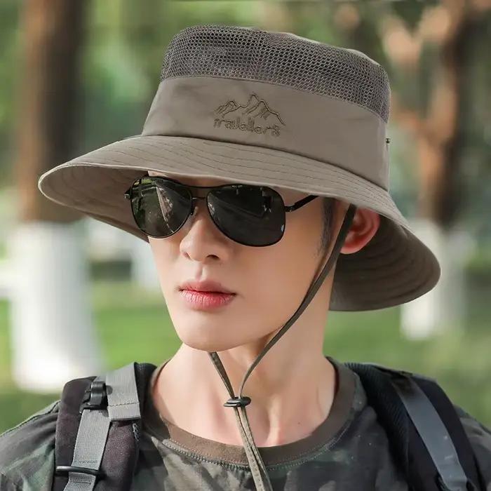 Chapeau de pêche portable pour hommes – Chapeau de soleil en maille respirante pour l'extérieur, la 