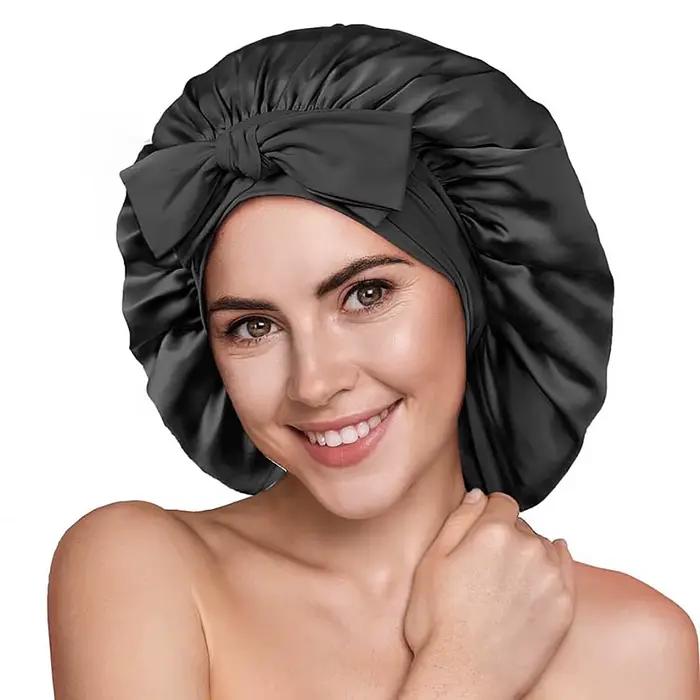 Bonnet de couchage en soie de mûrier Pure 100% pour femmes, chapeaux de couchage, bandes de cheveux 