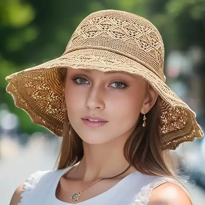 Chapeaux pare-soleil à large bord pour femmes, chapeau de pêcheur pliable, chapeau de soleil de plag