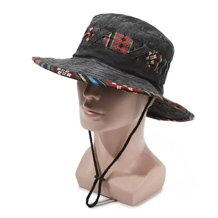 Chapeau de Cowboy occidental Vintage, chapeau de soleil respirant à large bord, vent National d'été,