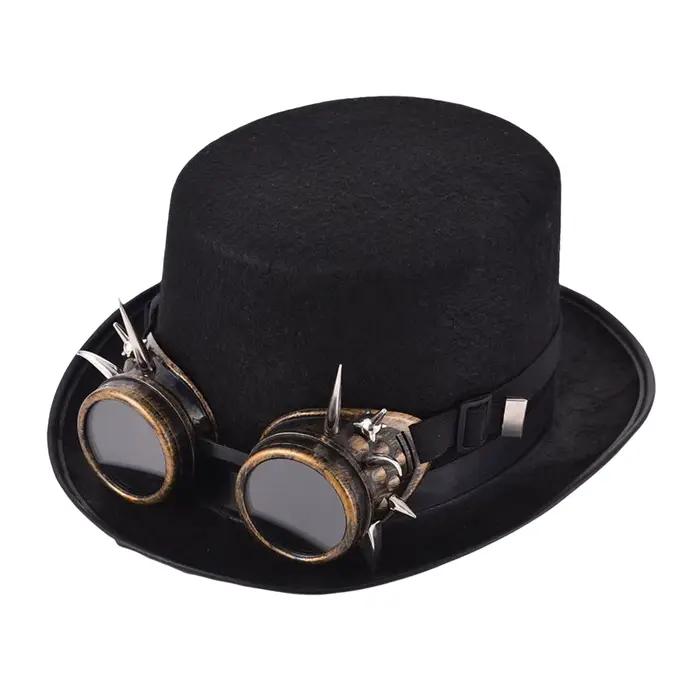 Chapeaux Steampunk avec Lunettes pour Hommes et Femmes, Costume Décontracté d'Halloween, Chapeau and