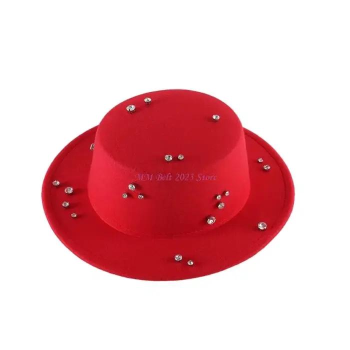 49ME – chapeau plat scintillant avec couvre-chef polyvalent clouté, casquette melon