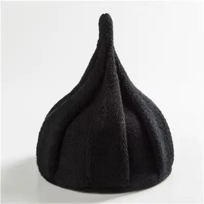 Casquette à fleurs chaude pointue pour adulte, tricotée, couleur unie, torsadée, chapeau d'hiver pou