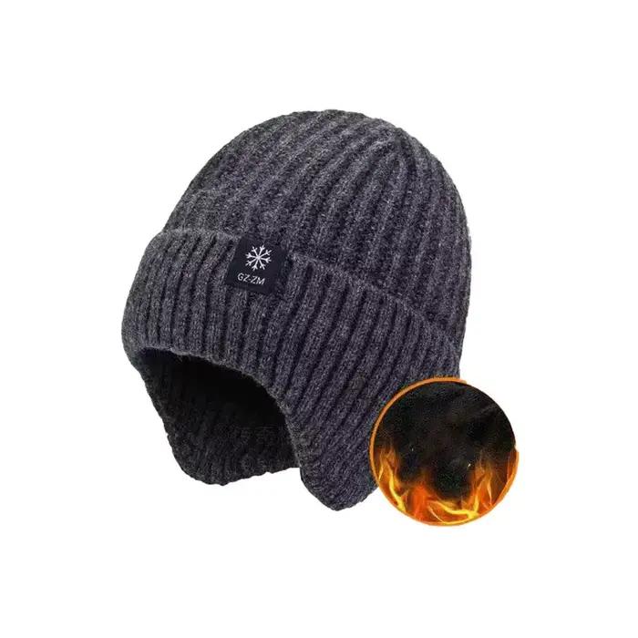 Chapeau épais chaud d'hiver pour hommes d'âge moyen et âgés, une pièce, Protection des oreilles, flo