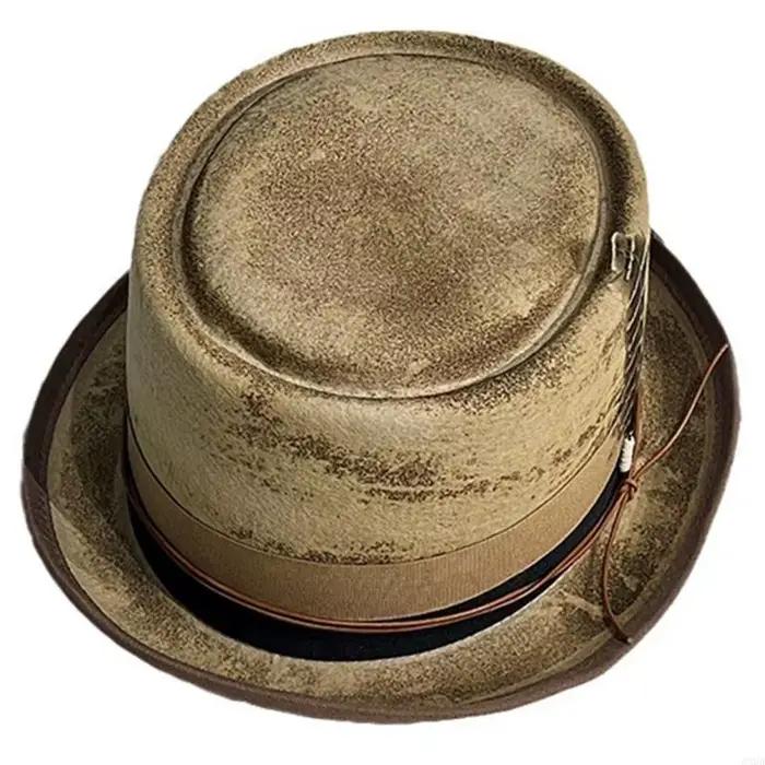 Chapeau élégant britannique, chapeau en feutre à dessus plat pour les carnavals Gentleman 6XDA