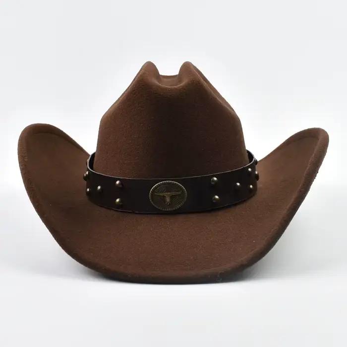 Hommes femmes Vintage grand bord Western Cowboy chapeau Gentleman Cowgirl Jazz chapeau Cloche église