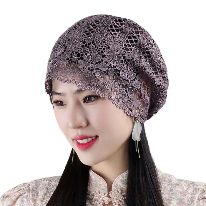 Chapeau en dentelle ajouré respirant, chapeau Skullies à fleurs décontractées, béret d'été à la mode