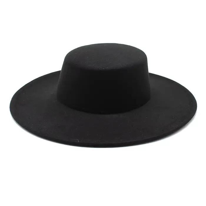 Chapeau français en feutre pour femme, grand bord large, Fedora, Derby en laine d'hiver, chapeaux de