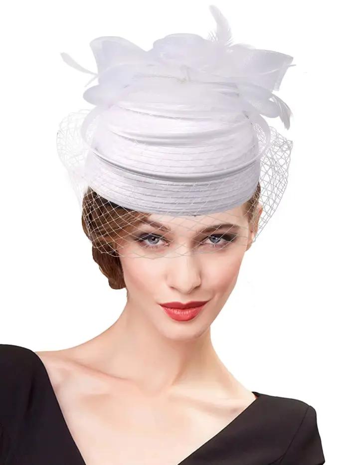 Chapeaux de Patients de Mariage pour Femme, Fascinateurs avec Voile de Plumes, Robe de Cocktail, Thé
