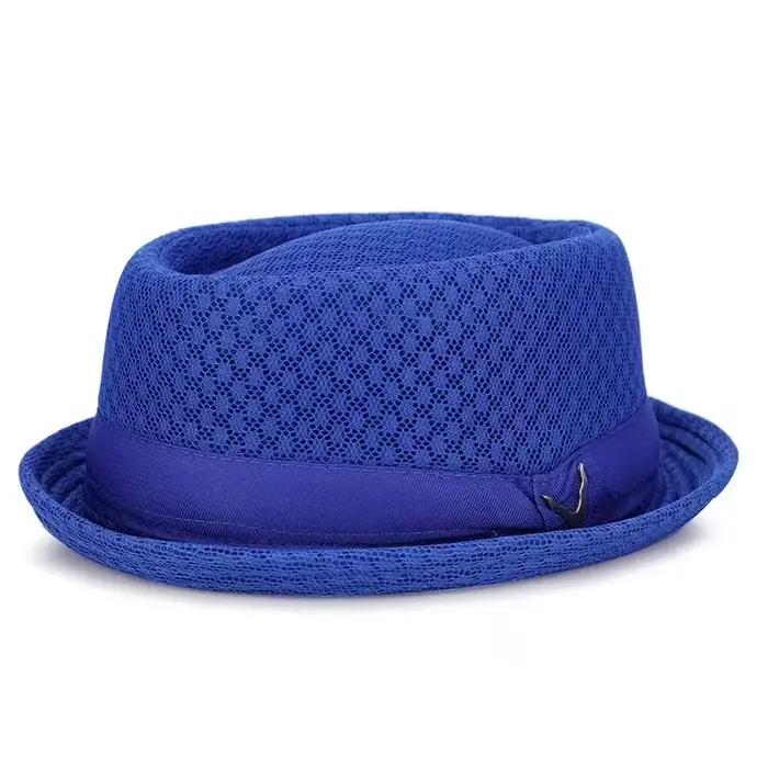 Nouveau chapeau respirant angleterre maille plat chapeau de paille rétro angleterre Jazz pliable cha