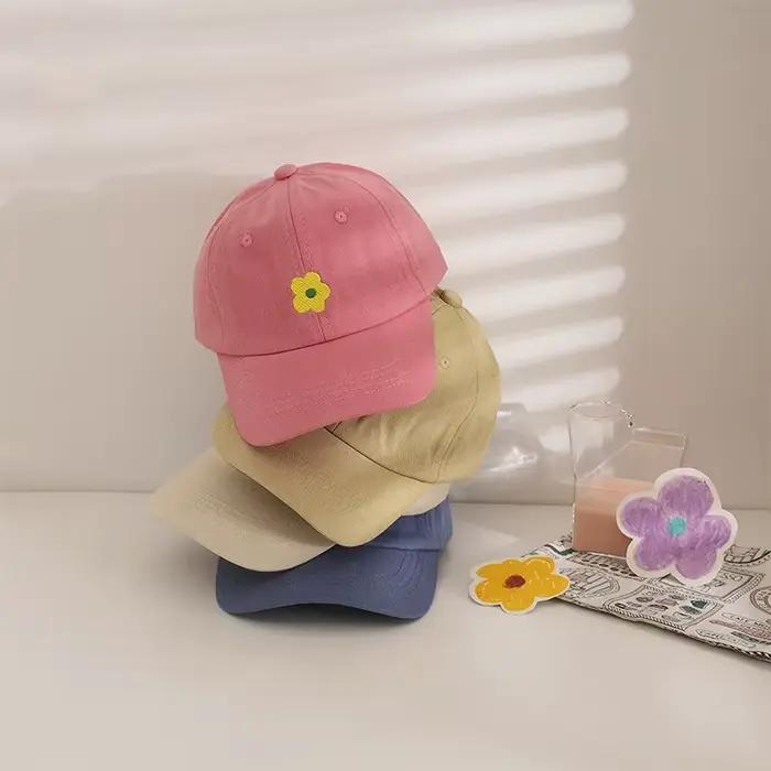 Casquette de Baseball pour enfants, jolie fleur, couleur unie, chapeau en langue de canard pour enfa