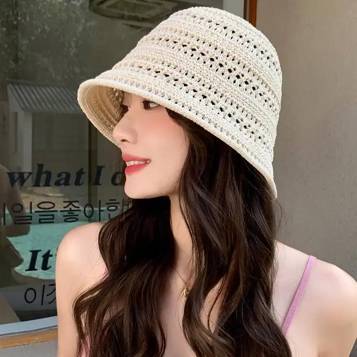Chapeau de pêcheur en tricot d'été, tendance, polyvalent, respirant, pliable, chapeau de bassin, voy