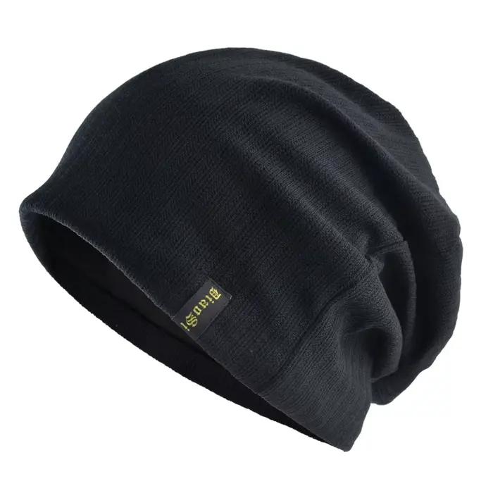 Bonnet en tricot côtelé double épaisseur pour homme et femme, doux, coupe-vent, bonnet chimio, bonne