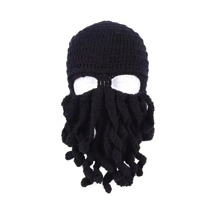 Chapeau de barbe de poulpe de fête drôle, nouveauté unisexe, tentacule au crochet, masque coupe-vent