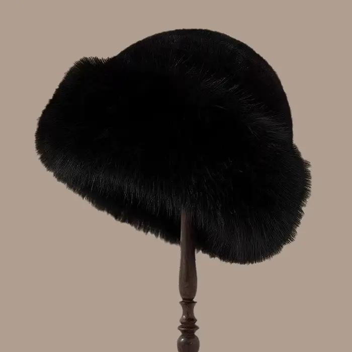 Bonnets en fourrure épais et chauds pour femmes, casquette russe en fausse fourrure de vison, couleu