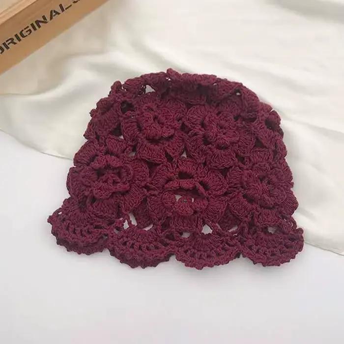 Chapeau Baotou évidé respirant pour femme, chapeau décontracté fait à la main avec des fleurs, casqu