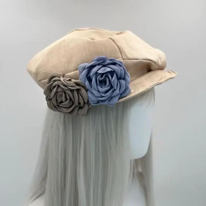 Béret Vintage français pour femme, chapeaux d'épissure de fleurs, casquette de rue populaire, sous-c