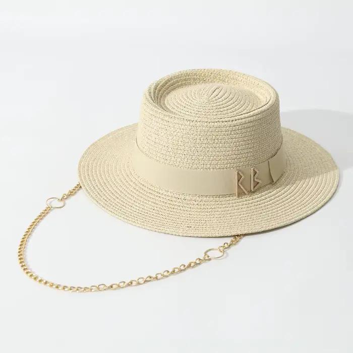 Chapeaux de paille d'été pour femmes ruban décoration élégante dames robe de soirée chapeaux voyage 