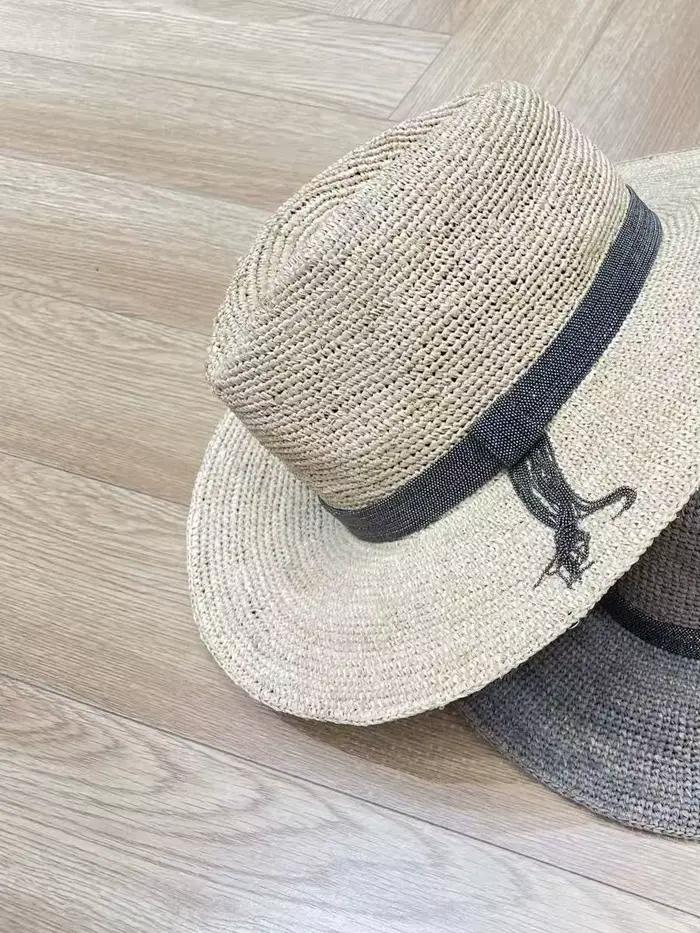 Chapeau de paille, élégant et polyvalent, avec décoration de chaîne perlée, chapeau de protection so
