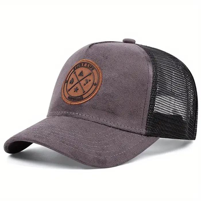 Casquette de baseball unisexe en similicuir pour hommes et femmes, style camionneur, avec patch lett