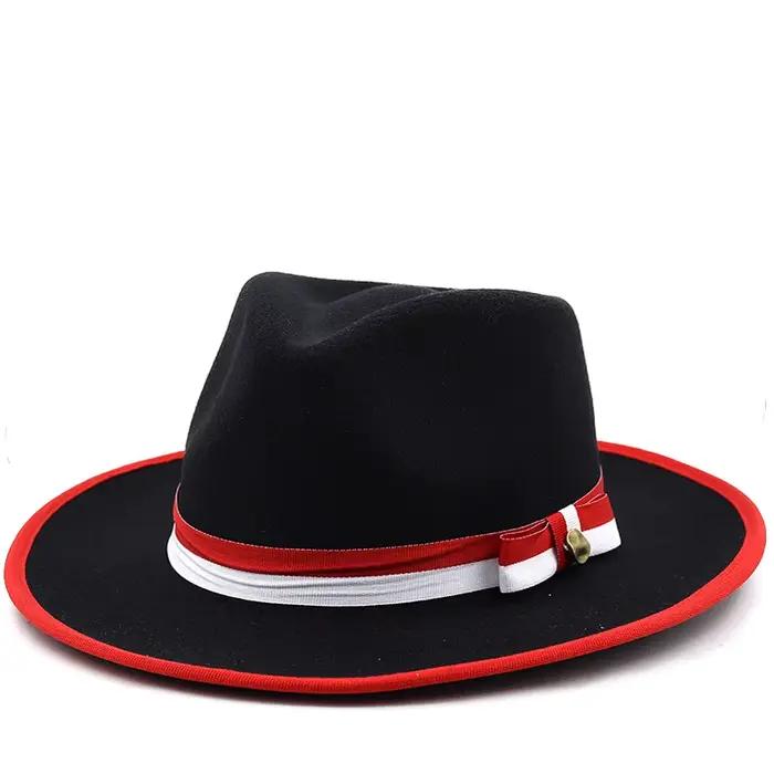 Casquette en feutre pour hommes et femmes, chapeau Fedora en fausse laine, classique, rétro, gentlem