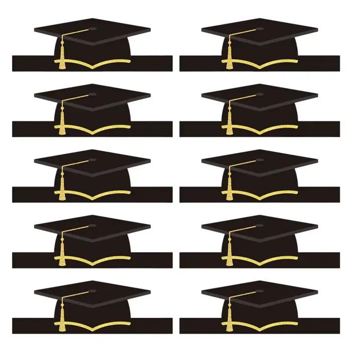 Lot de 10 chapeaux de graduation en carton 2026 avec pompon pour cérémonie et célébration – Bonnes f