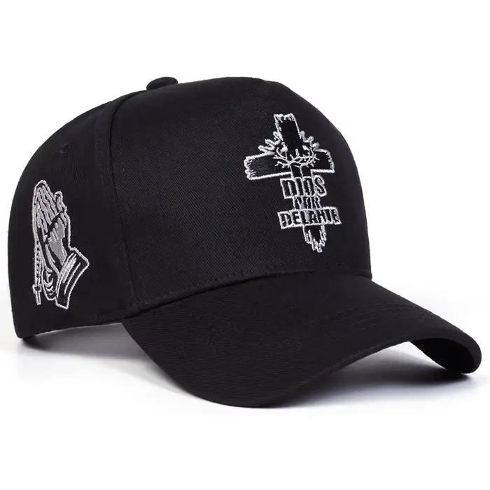 Casquettes de baseball unisexes DIOS POR DELANTE avec broderie en croix, chapeaux décontractés ajust