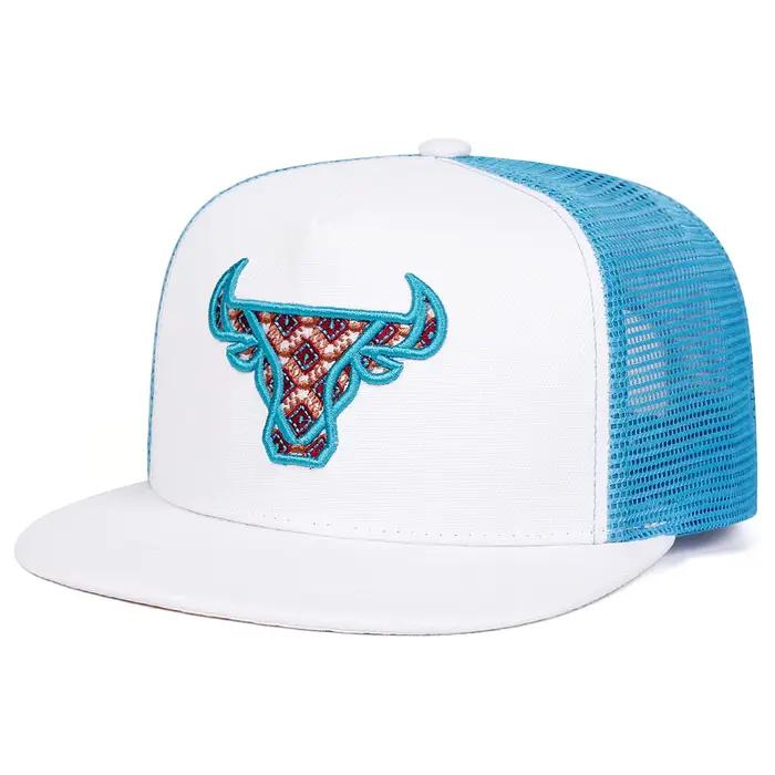 Chapeaux en filet Hip-hop brodés de tête de bœuf unisexe, casquettes de Baseball décontractées régla