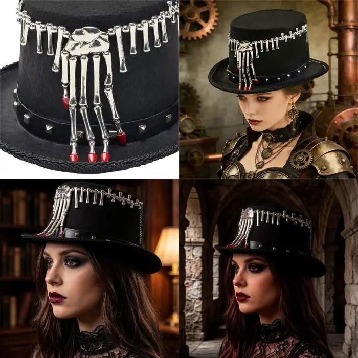 Casquette gothique élégante avec frange décorative, Design unisexe, tissu doux, parfait pour le Cosp