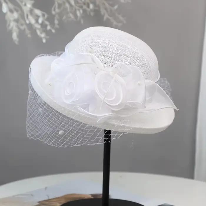 Chapeaux de course fascinateurs de fleurs pour femmes, chapeau fascinateur de Banquet élégant pour f
