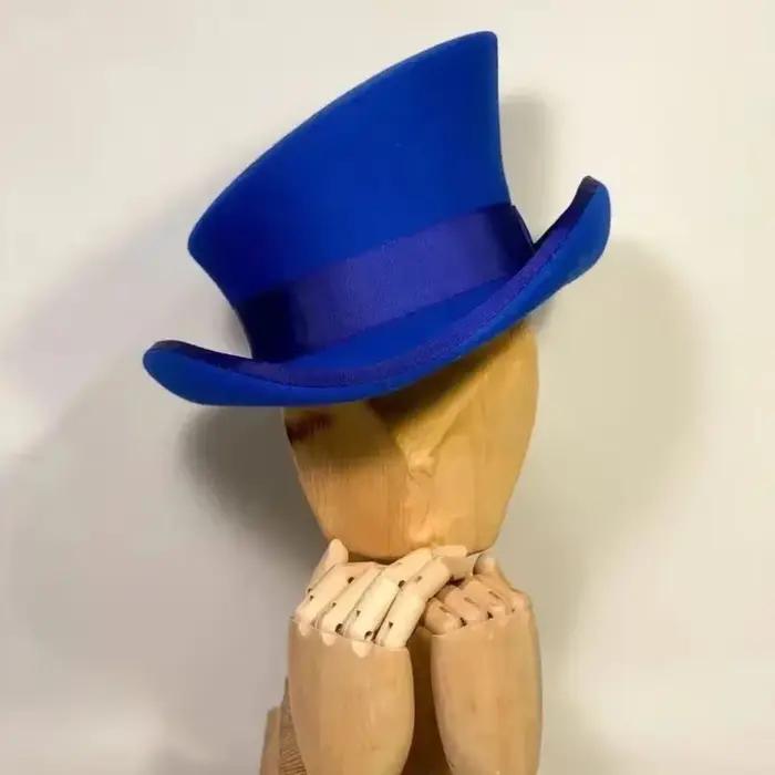 Chapeau haut asymétrique en laine pour hommes et femmes, chapeau formel à la mode, ruban Steam Punk,