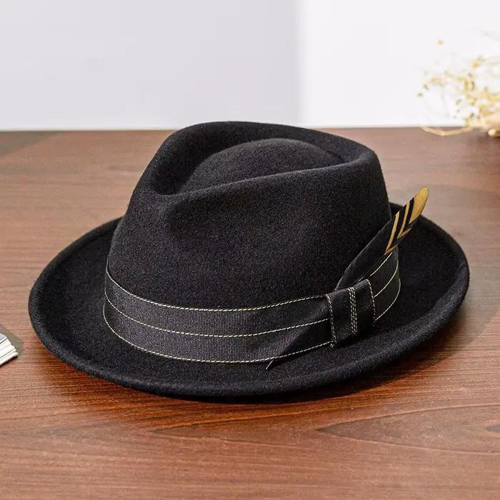 Chapeaux noirs à bord déformé élastique pour hommes et femmes, casquette britannique ander, Fedoras 