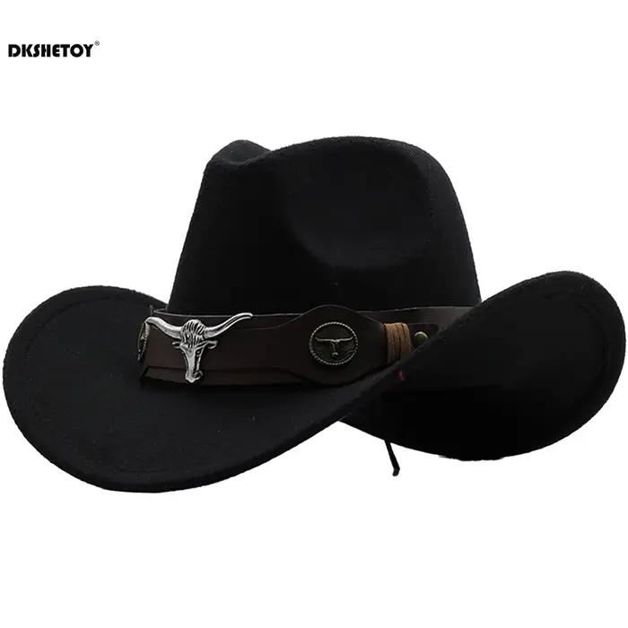 Chapeaux de Cowboy à la mode, chapeau Panama de Cowgirl à large bord avec ceinture rétro pour déguis