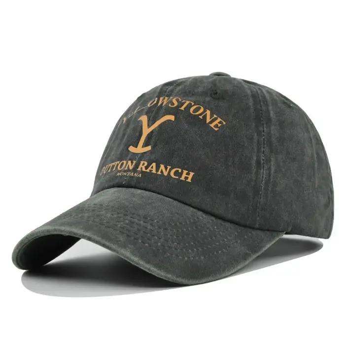 Yellowstone-Casquette de baseball Dutton Ranch pour homme et femme, visières en denim délavées, prot