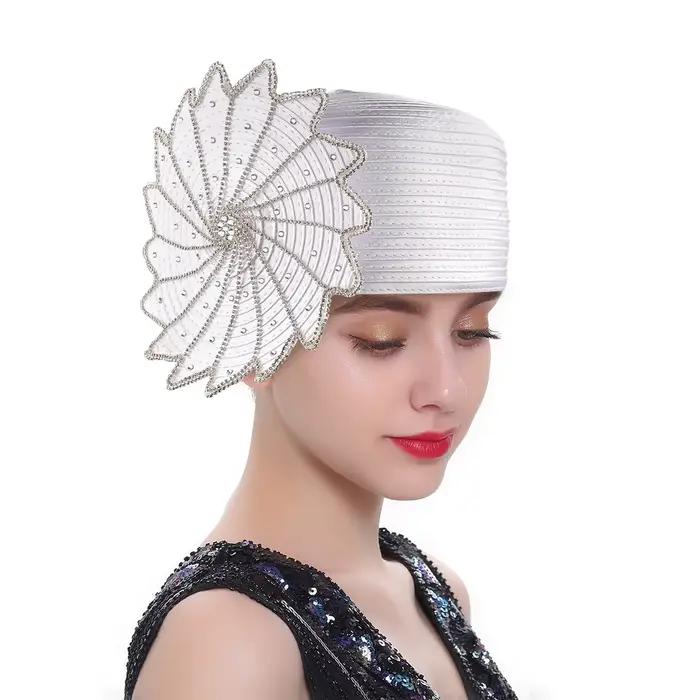 Chapeau d'église pour femmes et fascinateur Kentucky Derby – Chapeau de soleil élégant en satin pour