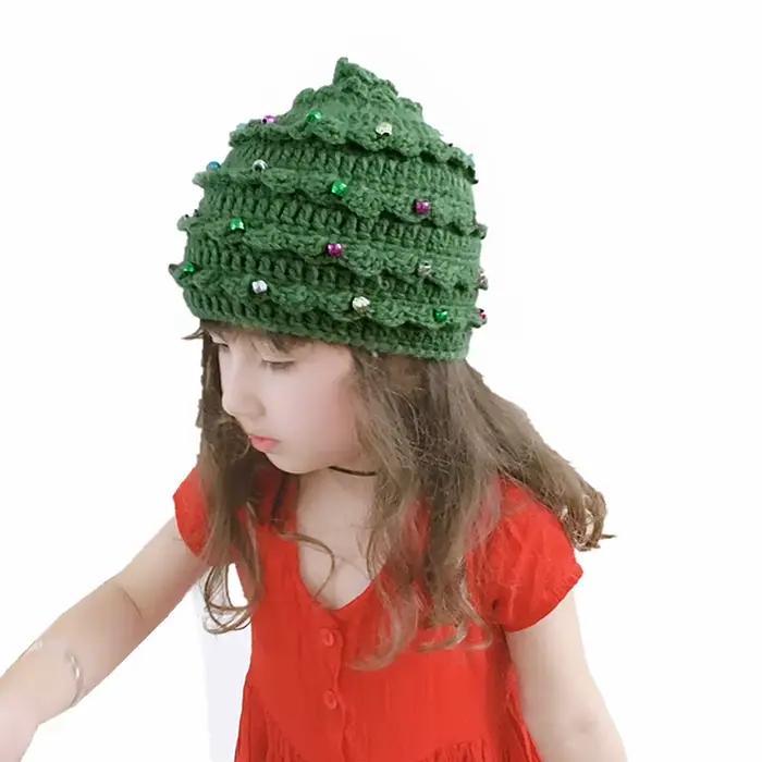 Chapeau de noël pour Parent-enfant, en laine, fait à la main, arbre de noël, étoile, cadeau idéal po