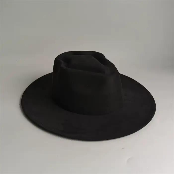 Chapeau de cowboy à visière pour femmes et hommes, style vintage, en faux daim, Fedora Western avec 